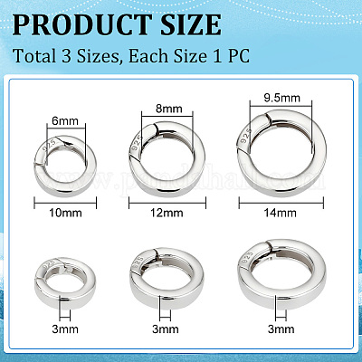 Spring Gates D Rings Wholesale 3Pcs 3 Styles 925 Sterling Silver Spring Gate Rings with 925 ...