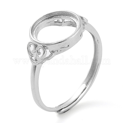 Flat Round Adjustable 925 Sterling Silver Ring Components&nbsp;STER-G042-02P-1