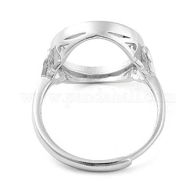Flat Round Adjustable 925 Sterling Silver Ring Components&nbsp;STER-G042-07P-1