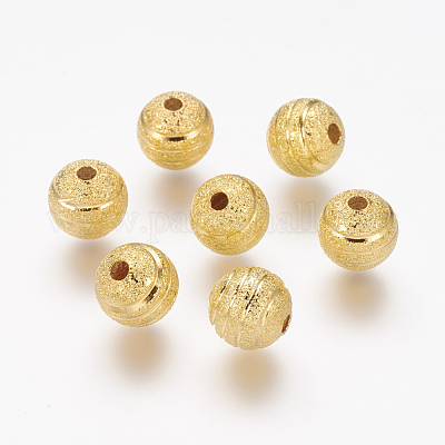 Brass Textured Beads&nbsp;KK-B208-G-1