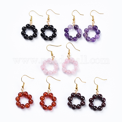 Natural Gemstone Dangle Earrings&nbsp;EJEW-JE03300-1