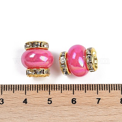 Resin Beads with Brass Rhinestone Rondelle&nbsp;KK-H490-05G-08-1