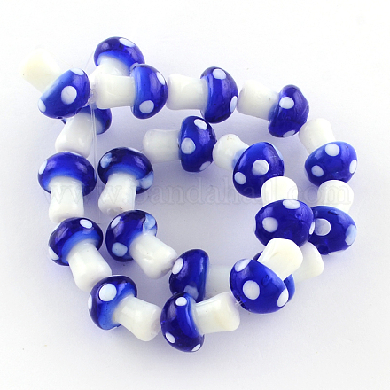 Mushroom Handmade Lampwork Beads Strands&nbsp;LAMP-R116-12-1