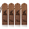 Cowhide Leather Labels, Handmade Embossed Tag, with Holes, for DIY Jeans, Bags, Shoes, Hat Accessories, Cat Shape, 180x50x1.2mm