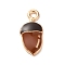 Alloy Enamel Pendants, Light Gold, Fruit, Acorn, 17x8x3mm, Hole: 1.8mm