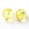 Transparent Acrylic Beads, Faceted Round, Yellow, about 12mm in diameter, hole: 2mm, about 568pcs/500g