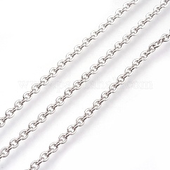 Tarnish Resistant 304 Stainless Steel Cable Chains, Soldered, with Spool, Flat Oval, Stainless Steel Color, 3x2x0.6mm, about 164.04 Feet/roll(50m/roll)