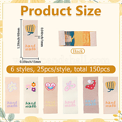 150Pcs 6 Styles Polyester Rectangle Clothing Label&nbsp;DIY-CY0003-85