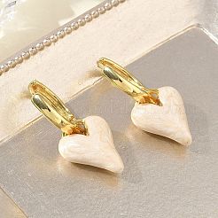 Brass Enamel Dangle Hoop Earrings for Women&nbsp;KK-CBA760A-06G-05