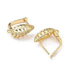 Brass Micro Pave Clear Cubic Zirconia Teardrop Hoop Earring Findings&nbsp;KK-G536-04G