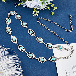 1Pc Alloy with Resin Imitation Turquoise Oval Link Chain Belts&nbsp;AJEW-CY0001-79B