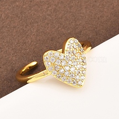 Brass Micro Pave Cubic Zirconia Cuff Rings for Women&nbsp;RJEW-Z113-01G-01