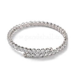 Brass Micro Pave Cubic Zirconia Cuff Bangles&nbsp;BJEW-D039-08P