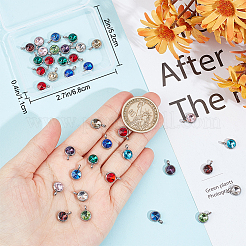48Pcs 12 Colors 304 Stainless Steel Rhinestone Charms&nbsp;STAS-BBC0004-05