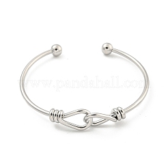 Cross Knot Brass Open Cuff Bangles for Women&nbsp;BJEW-G704-01P