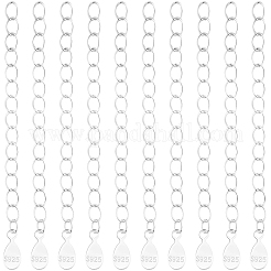 10Pcs 925 Sterling Silver End with Extender Chains and Teardrop Charms&nbsp;STER-BBC0008-98