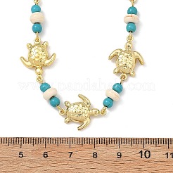 Ocean Dyed Synthetic Turquoise Beads & 304 Stainless Steel Link Chain Necklaces&nbsp;GG-NJEW-JN06337-02
