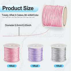 3 Rolls 3 Colors Nylon Braided Cord&nbsp;NWIR-TA0001-35B