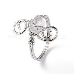 Natural Quartz Crystal Chips with Vortex Finger Ring&nbsp;RJEW-L082-02P-02