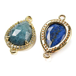 Natural Mixed Gemstone Faceted Teardrop Connector Charms&nbsp;G-M431-03G
