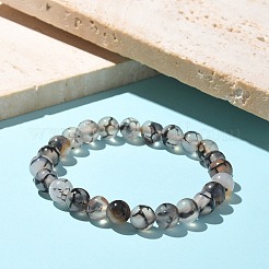 Natural Dragon Veins Agate Beaded Stretch Bracelets&nbsp;X-BJEW-Q692-02C