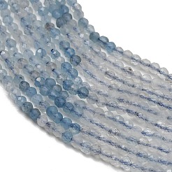 Gradient Color Natural Devil Blue Aquamarine Beads Strands&nbsp;G-NH0072-B01-2mm