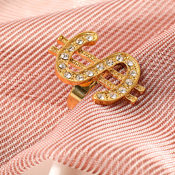 Adjustable Alloy Crystal Rhinestone Cuff Rings&nbsp;FS-WGDDBB9-01