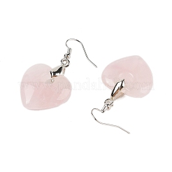 Natutal Rose Quartz  Dangle Earrings&nbsp;EJEW-F343-D05