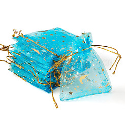30Pcs Gold Stamping Moon Star Organza Drawstring Gift Bags&nbsp;ABAG-TA0002-21F