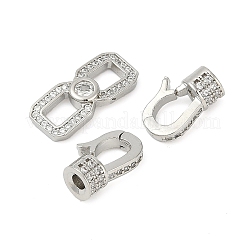 Brass Micro Pave Clear Cubic Zirconia Fold Over Clasps&nbsp;KK-H202-20P