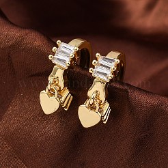 Rack Plating Brass Micro Pave Clear Cubic Zirconia Cuff Earrings for Women&nbsp;EJEW-C125-24D-G