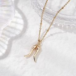 Alloy Double Italian Horn Pendant 304 Stainless Steel Satellite Chain Necklaces&nbsp;NJEW-JN05563