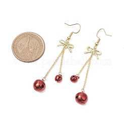 2Pairs 2 Colors Christmas Theme Brass Bell & Bowknot Dangle Earrings&nbsp;EJEW-JE05824
