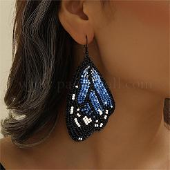 Bohemian Style Green Butterfly Wing Glass Bead Handmade Dangle Earrings&nbsp;CZ4126