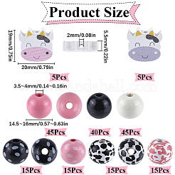 9 Styles Painted Natural Wood Beads&nbsp;WOOD-SP0001-04