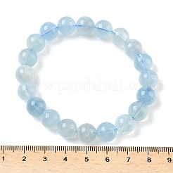 Natural Aquamarine Round Bead Stretch Bracelets for Men Women&nbsp;BJEW-U034-01A-03