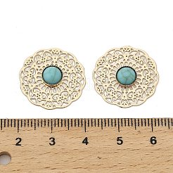 Brass Synthetic Turquoise Cabochons&nbsp;KK-Z088-06G