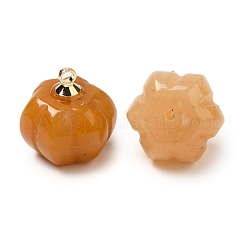 Natural Topaz Jade Pumpkin Charms with Golden Tone Brass Bails&nbsp;G-C158-06G-02