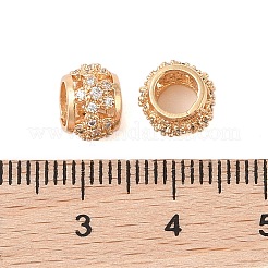 Hollowed Brass Micro Pave Clear Cubic Zirconia European Beads&nbsp;KK-B100-006G