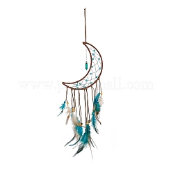 Handmade Leather Woven Net/Web with Feather Wall Hanging Decoration&nbsp;LS-HJEW-G015-08A