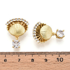 Brass Micro Pave Cubic Zirconia Pendants&nbsp;KK-N265-19G