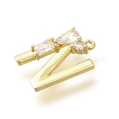 Brass Micro Pave Cubic Zirconia Pendants&nbsp;KK-M310-01G-14