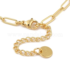 Rack Plating 304 Stainless Steel Paperclip Chain Necklaces&nbsp;NJEW-Q348-01G-1