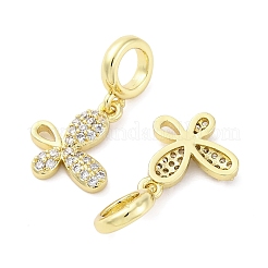 Brass Micro Pave Cubic Zirconia European Dangle Charms&nbsp;KK-D325-21G-01
