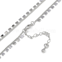 Rack Plating Brass Twisted Chain Heart Tassel Necklaces for Women&nbsp;NJEW-K382-15D-P