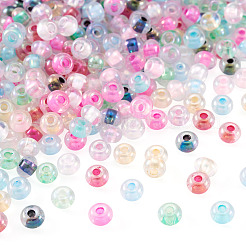 500Pcs Inside Colours Transparent Glass Seed Beads&nbsp;SEED-TA0001-75
