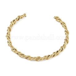 304 Stainless Steel Open Cuff Twisted Bangles for Women&nbsp;BJEW-G706-03G