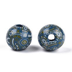 Bohemian Style Printed Schima Wood Beads&nbsp;WOOD-T032-31A