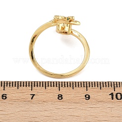 Rotatable Brass Micro Pave Cubic Zirconia Open Rings for Women&nbsp;RJEW-K305-02G