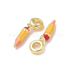 Brass Gold Enamel Pencil European Dangle Charms&nbsp;X-KK-K293-74G